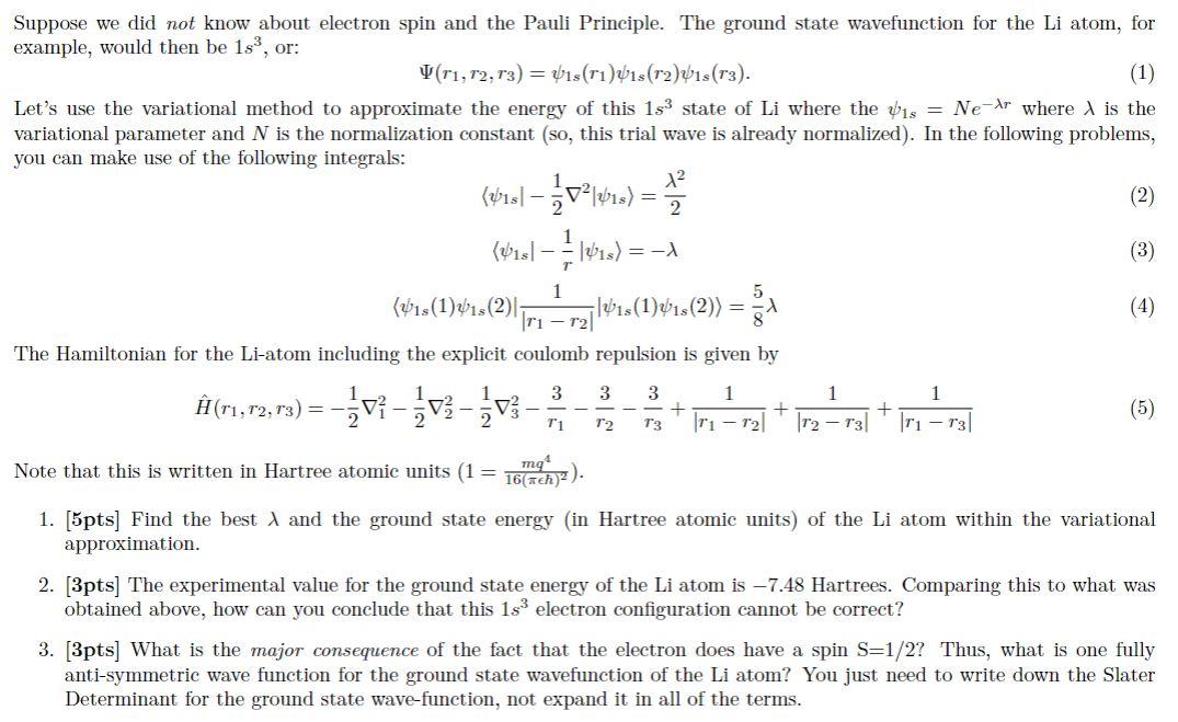 Solved Suppose we did not know about electron spin and the | Chegg.com