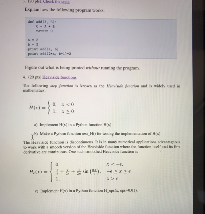 Solved 3. (20 pts) Check the code Explain how the following | Chegg.com