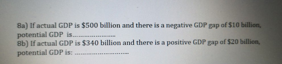 Positive Gdp Solved 8a) If actual GDP is $500 billion and there is a | Chegg.com