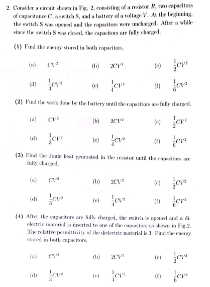 Solved 2. Consider a circuit shown in Fig. 2 , consisting of | Chegg.com