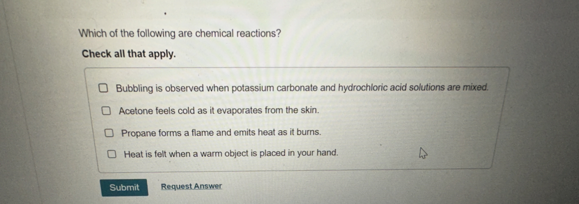 Solved Which of the following are chemical reactions? Check | Chegg.com