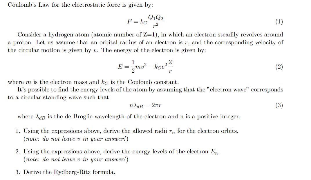 Solved Coulomb's Law for the electrostatic force is given | Chegg.com