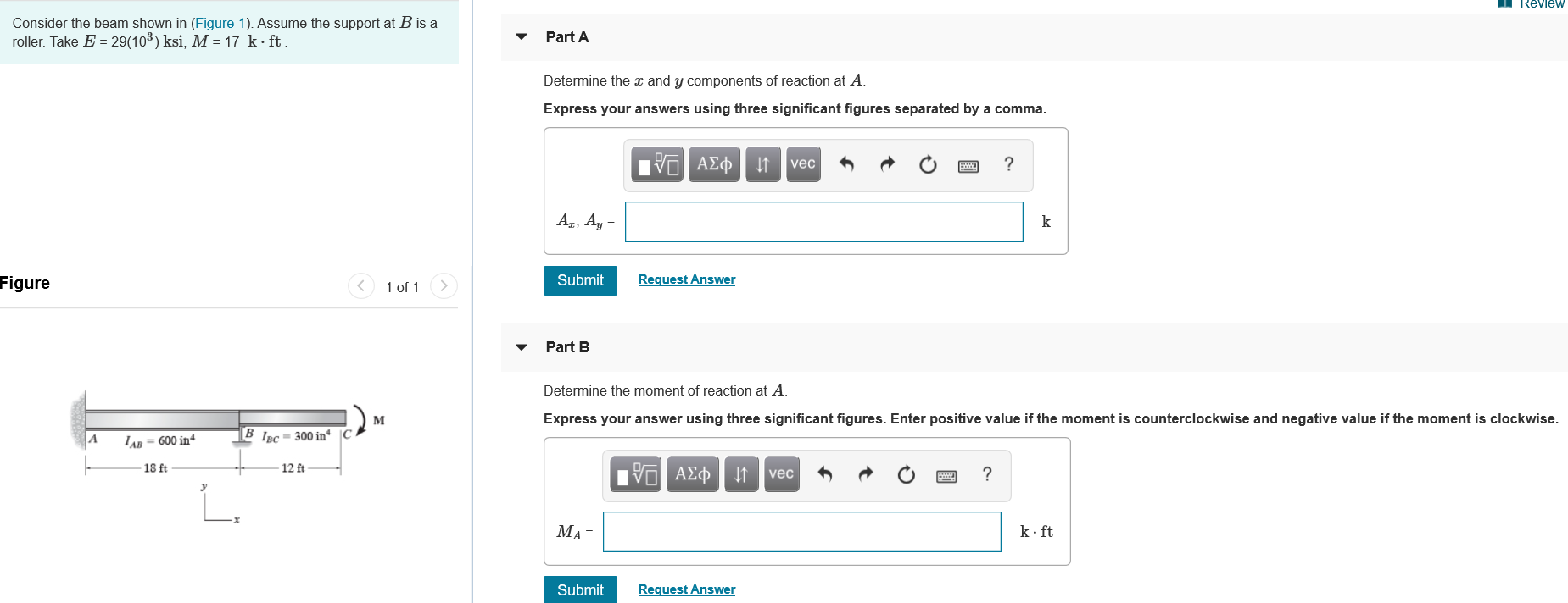 Solved I Review Consider the beam shown in (Figure 1). | Chegg.com