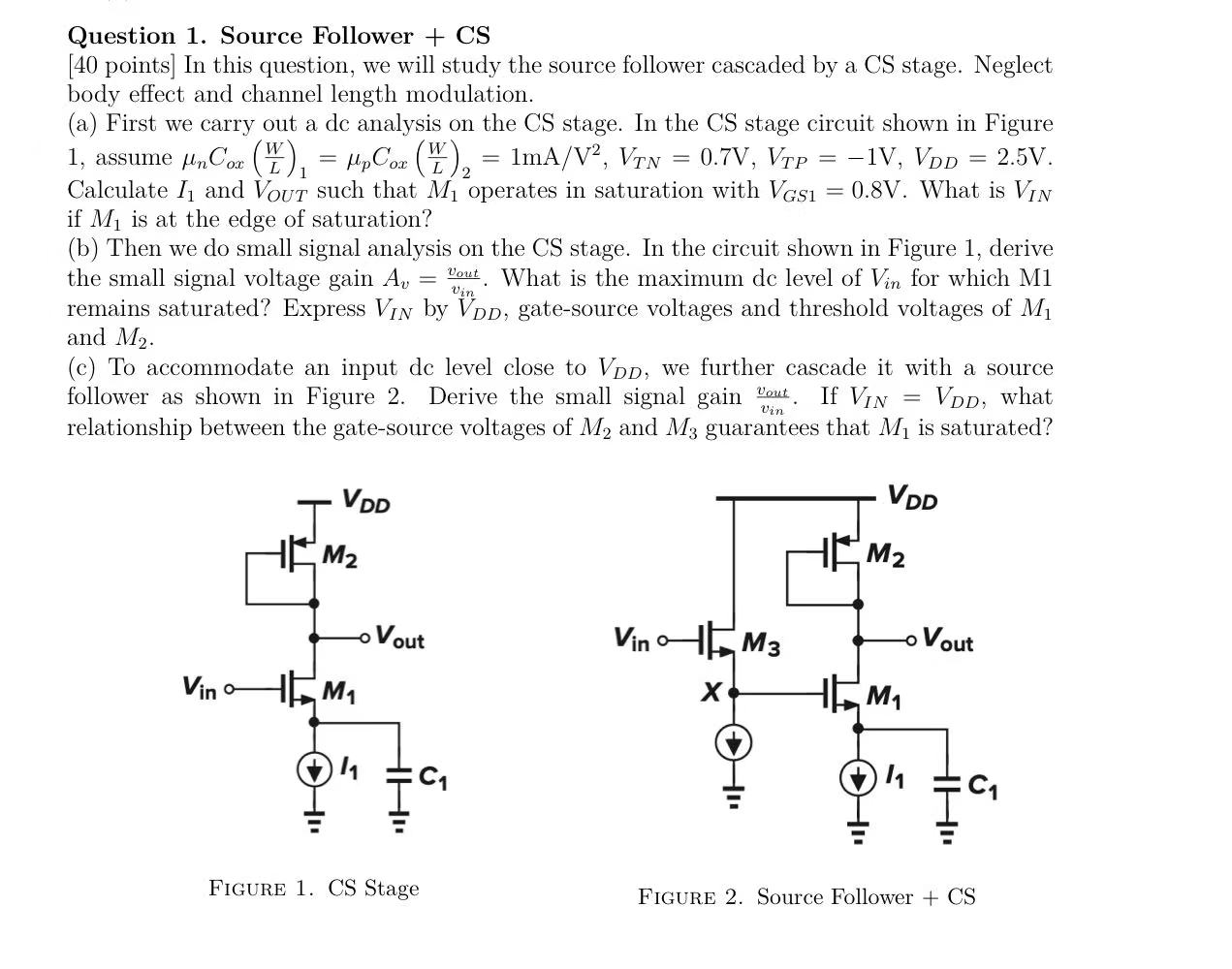 Solved In this question, we will study the source follower | Chegg.com