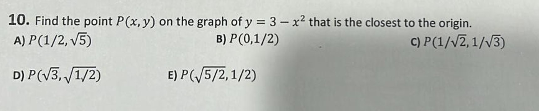 Solved Find The Point P X Y On The Graph Of Y X That Chegg Com