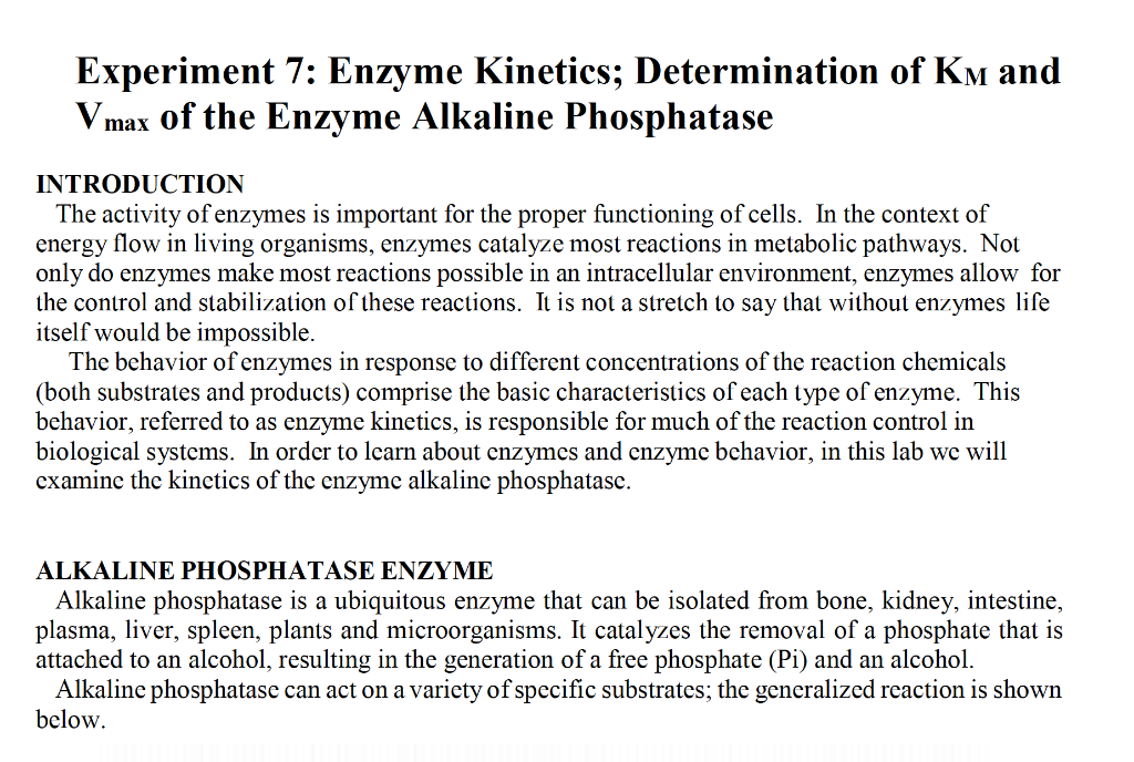 Experiment 7 Enzyme Determination of Km