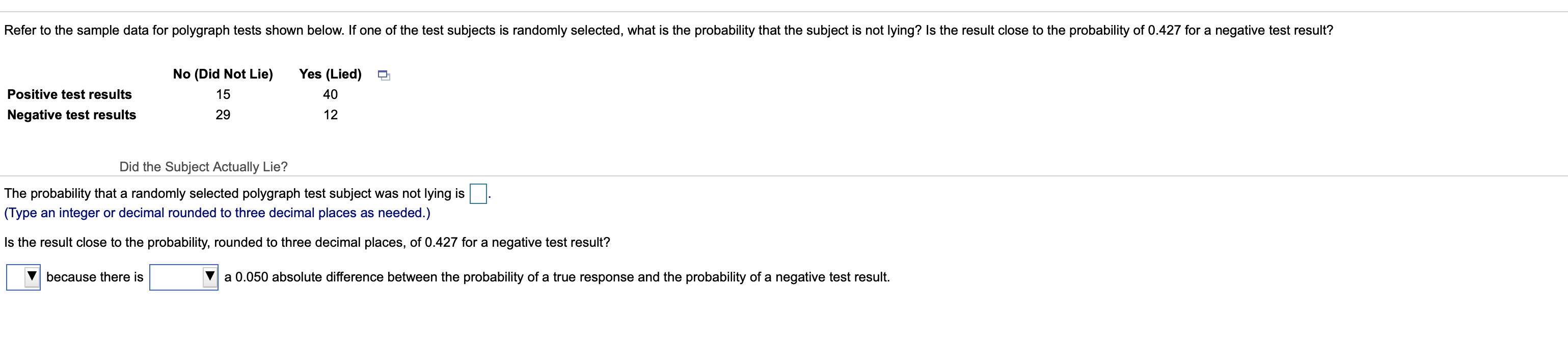 Solved Refer To The Sample Data For Polygraph Tests Shown | Chegg.com