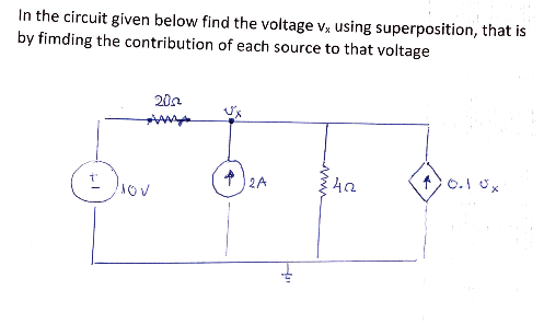 Solved In the circuit given below find the voltage Vx using | Chegg.com