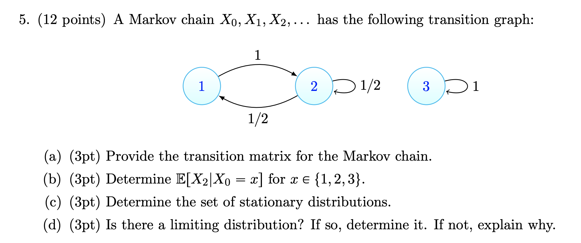 Solved 5. (12 points) A Markov chain Xo, X1, X2, has the