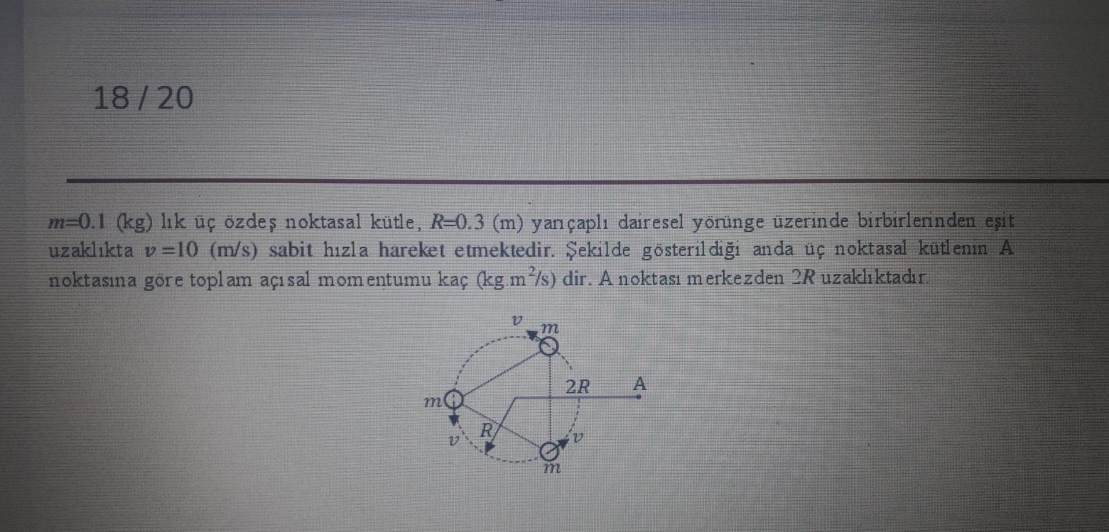 Solved Three Identical Point Masses Of M 0 1 Kg Are M Chegg Com