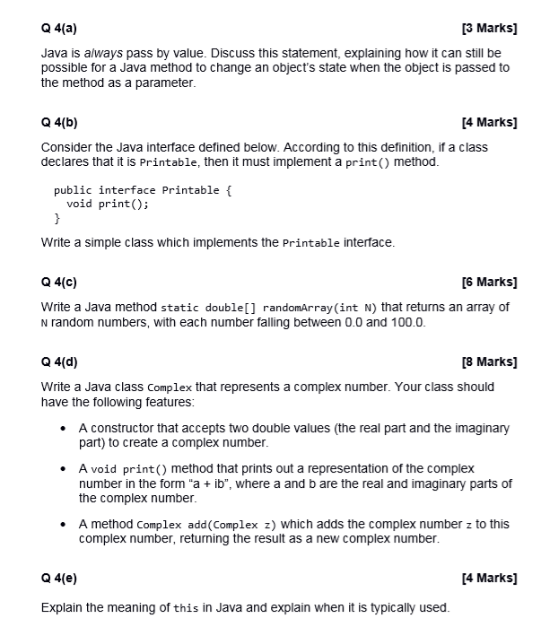 Solved Q 4(a) [3 Marks] Java is always pass by value. | Chegg.com