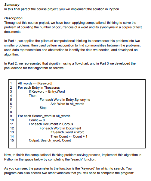 Solved Summary In This Final Part Of The Course Project Chegg Com