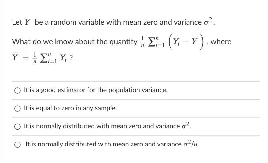 Solved Let Y be a random variable with mean zero and | Chegg.com