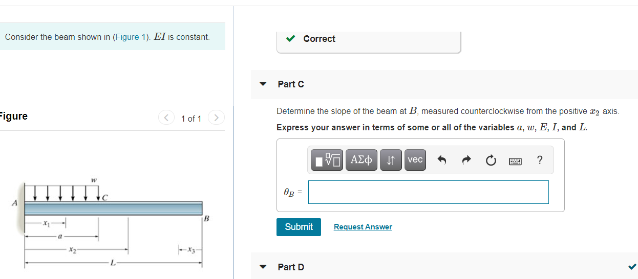 Solved Consider the beam shown in (Figure 1). El is | Chegg.com