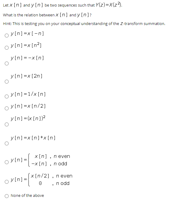 Solved Let x [n] and y [n] be two sequences such that | Chegg.com