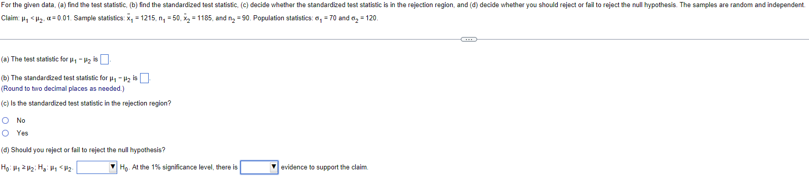 Solved For The Given Data, (a) Find The Test Statistic, (b) | Chegg.com