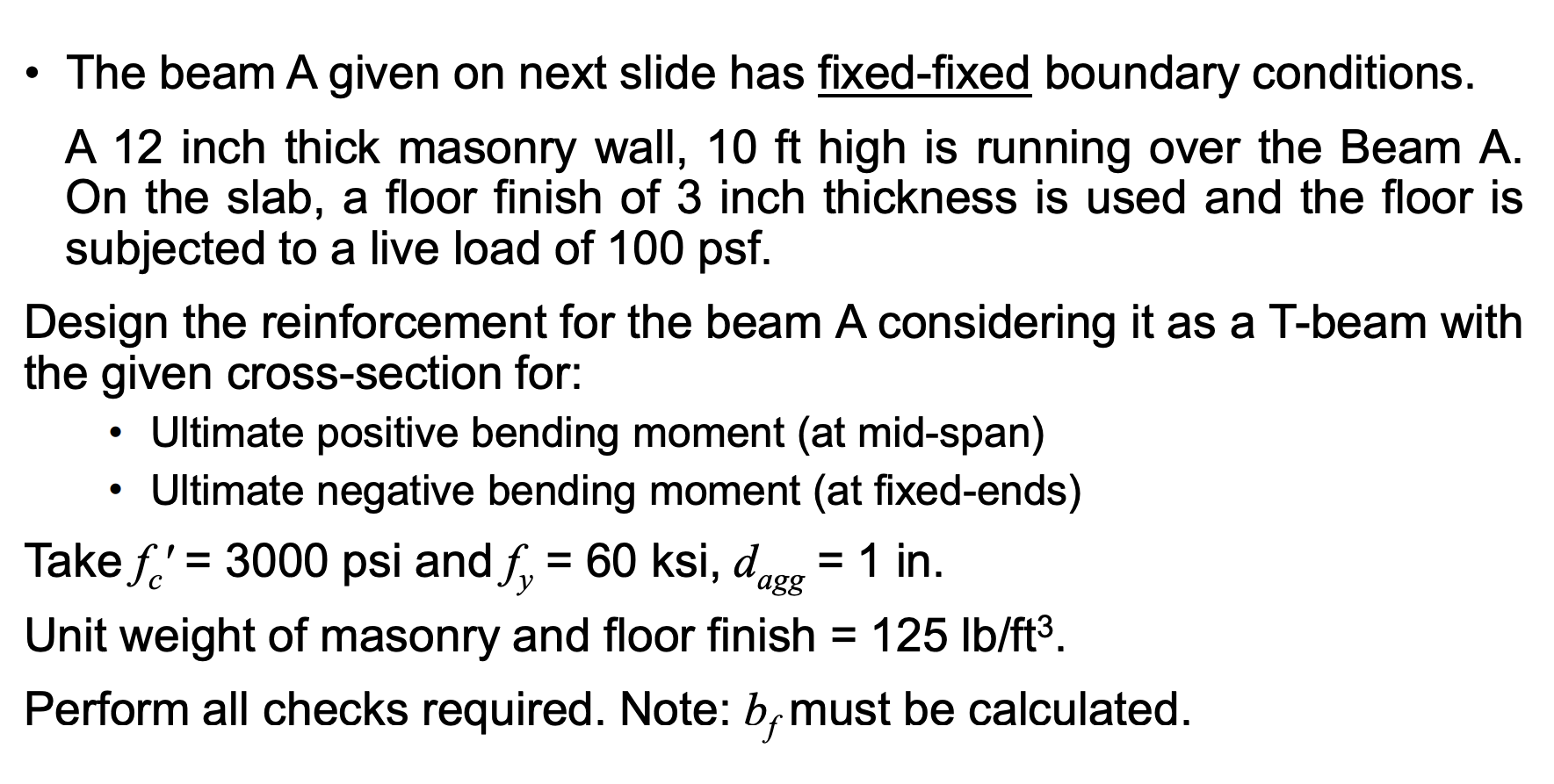 Solved - The beam A given on next slide has fixed-fixed | Chegg.com