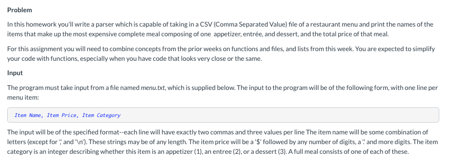 Solved Problem In this homework you'll write a parser which | Chegg.com