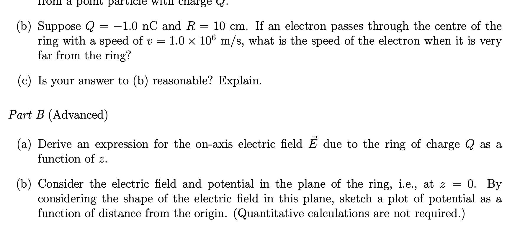 Solved Question 2 Consider A Ring Of Radius R With A Unif Chegg Com