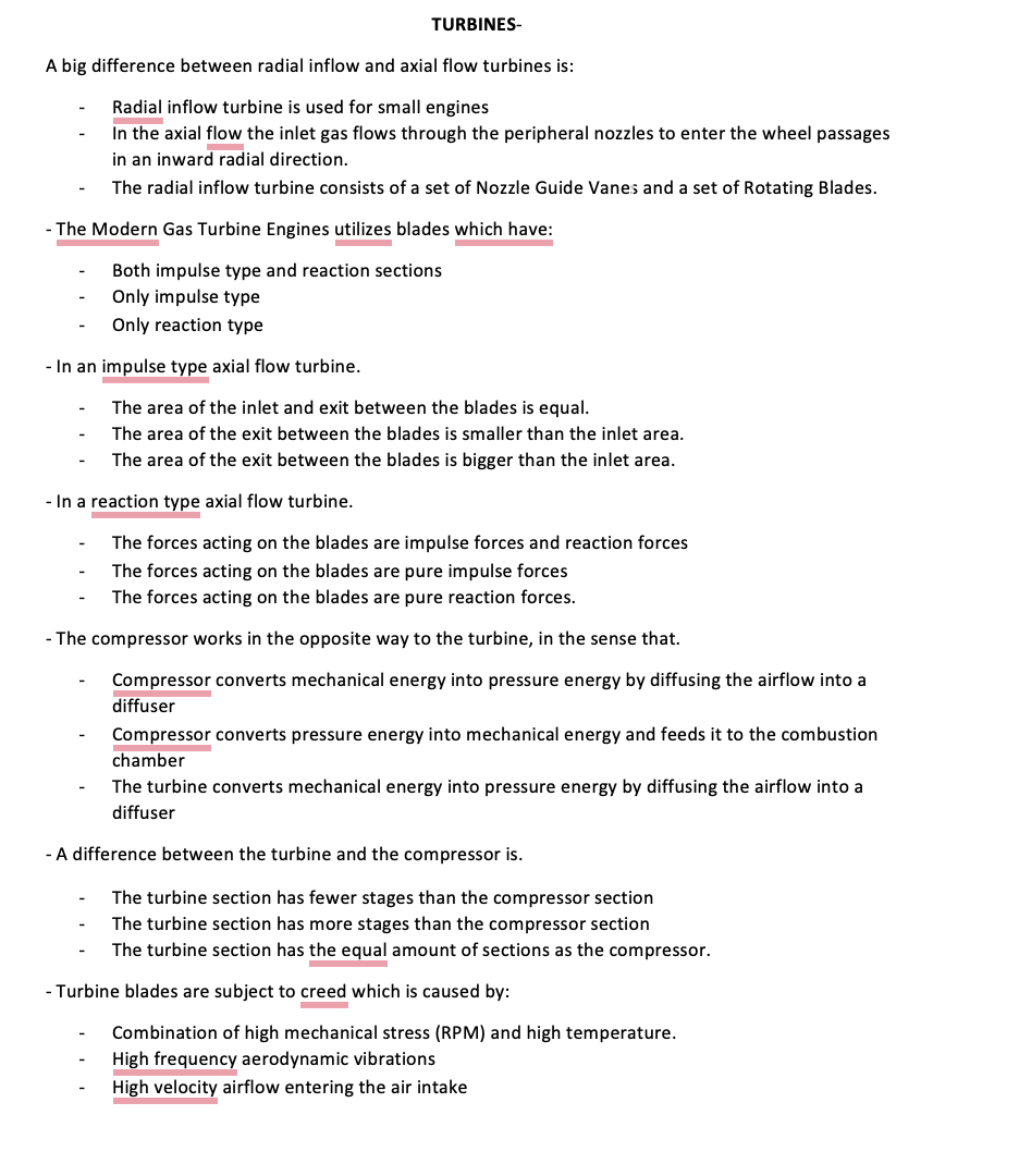 Solved TURBINES A big difference between radial inflow and
