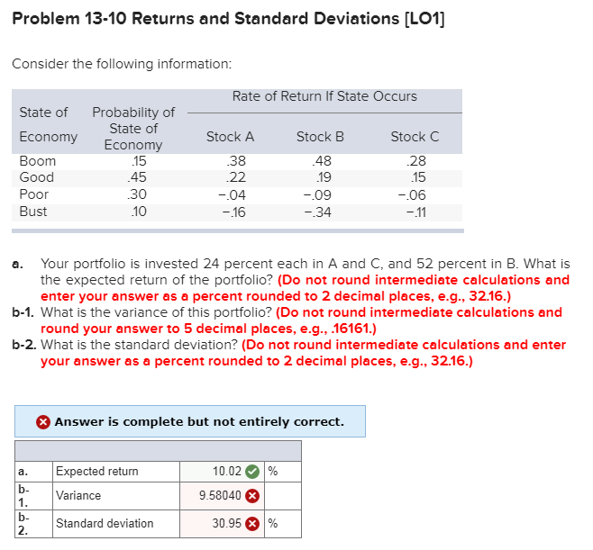 Solved Problem 13-10 Returns And Standard Deviations [LO1] | Chegg.com