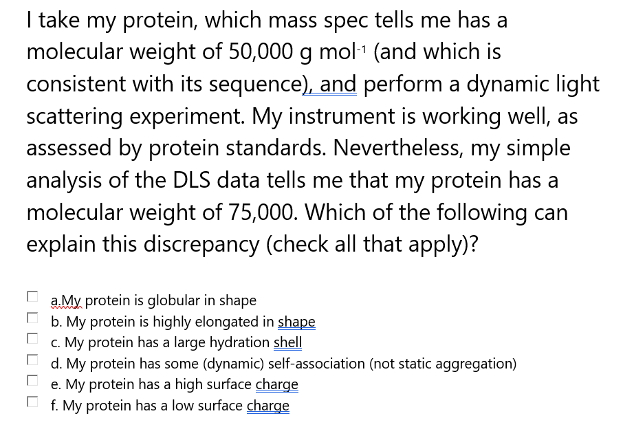Solved I take my protein, which mass spec tells me has a | Chegg.com