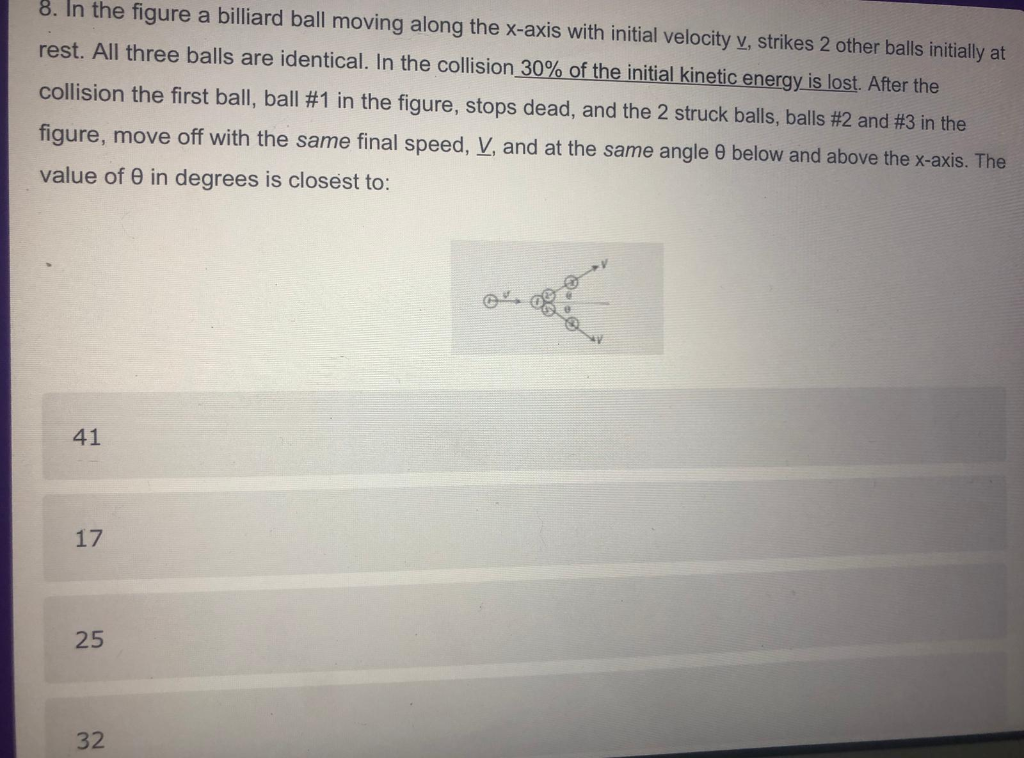 Solved 8. In the figure a billiard ball moving along the | Chegg.com