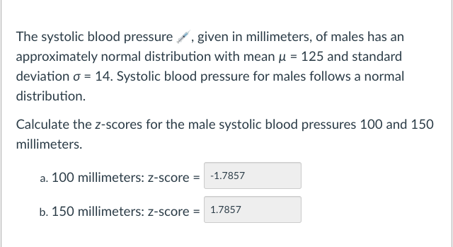 Solved The Systolic Blood Pressure Given In Millimeters Of Chegg Com