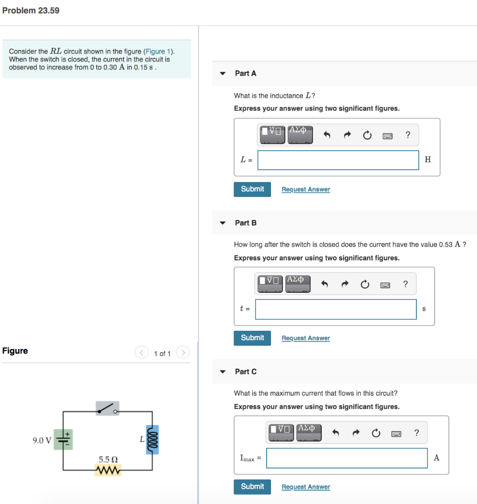 Solved Problem 23.59 Consider the RL circuit shown in the | Chegg.com