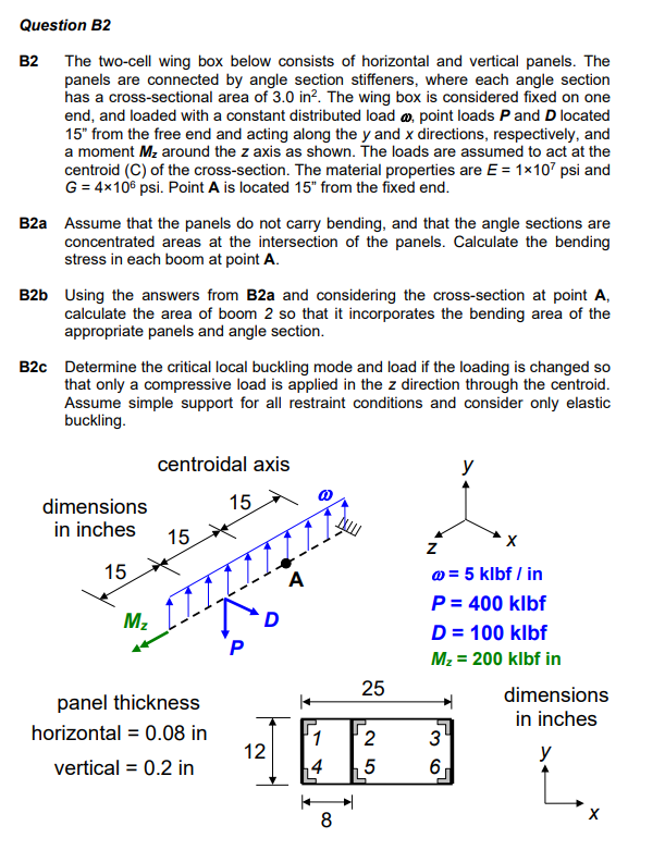 Question B2 B2 The two-cell wing box below consists | Chegg.com