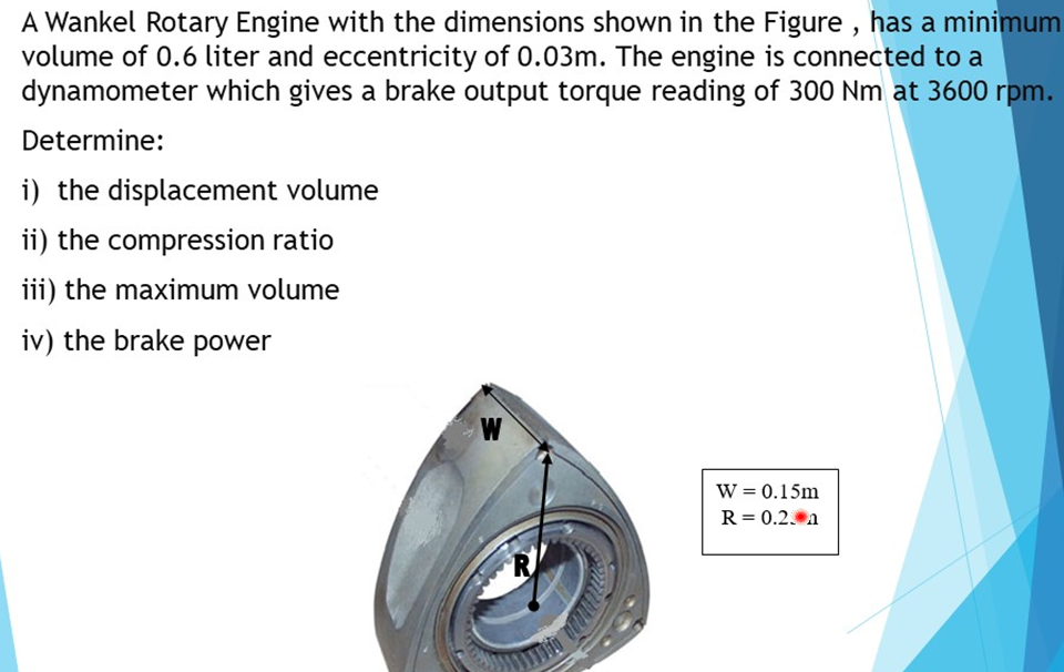 Solved A Wankel Rotary Engine with the dimensions shown in