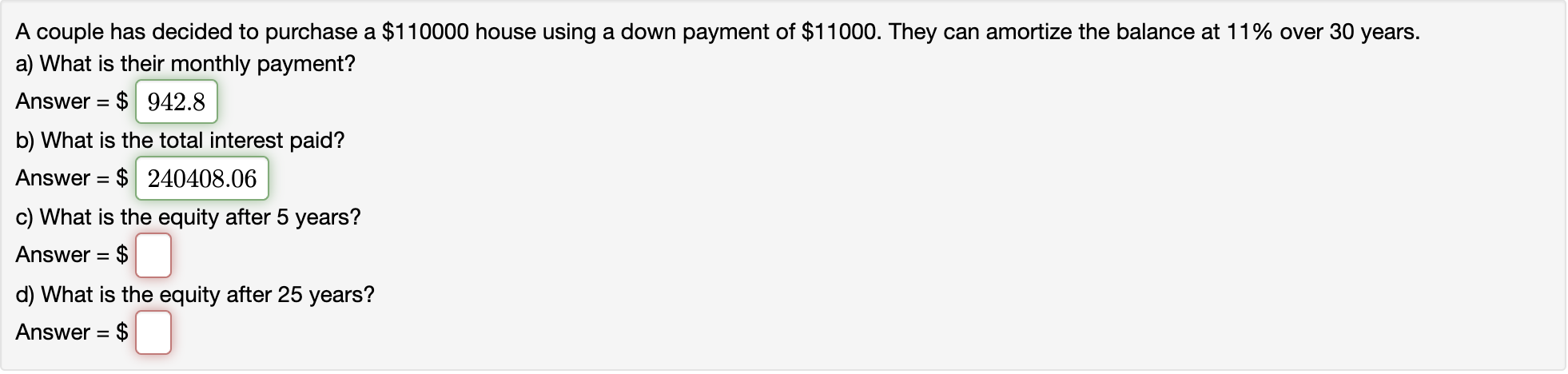 Solved A couple has decided to purchase a $110000 house | Chegg.com