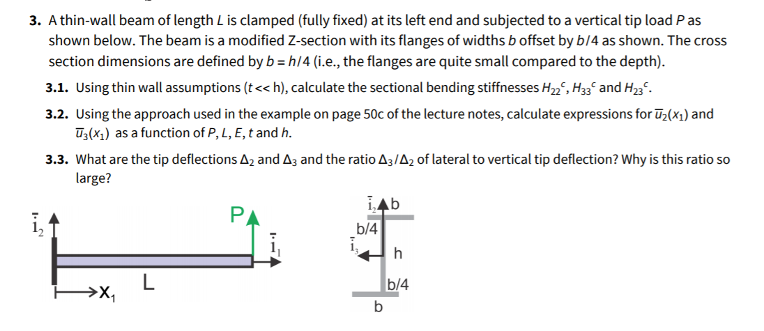 Solved 3. A thin-wall beam of length L is clamped (fully | Chegg.com