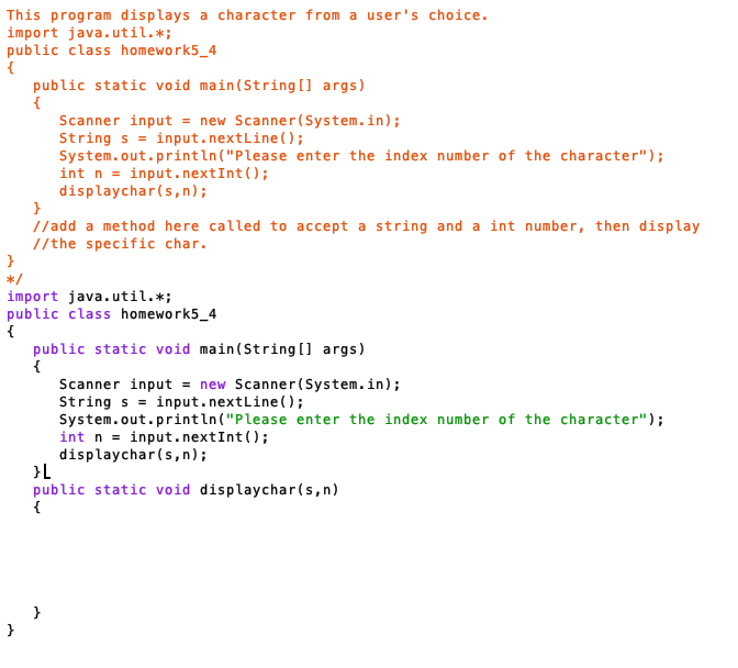 Solved I need help with creating the method. Thank you! | Chegg.com