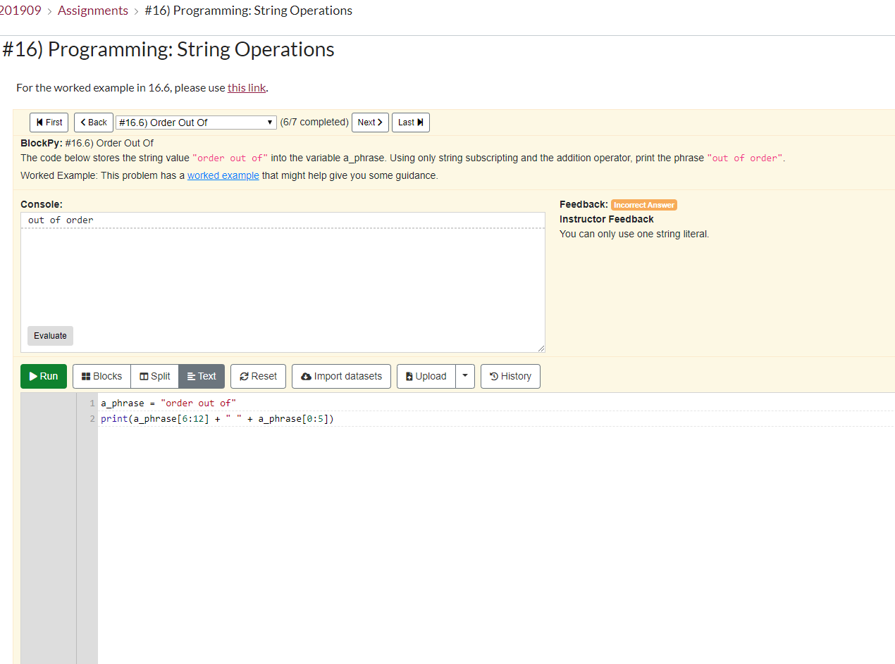 Solved 201909 > Assignments > #16) Programming: String | Chegg.com