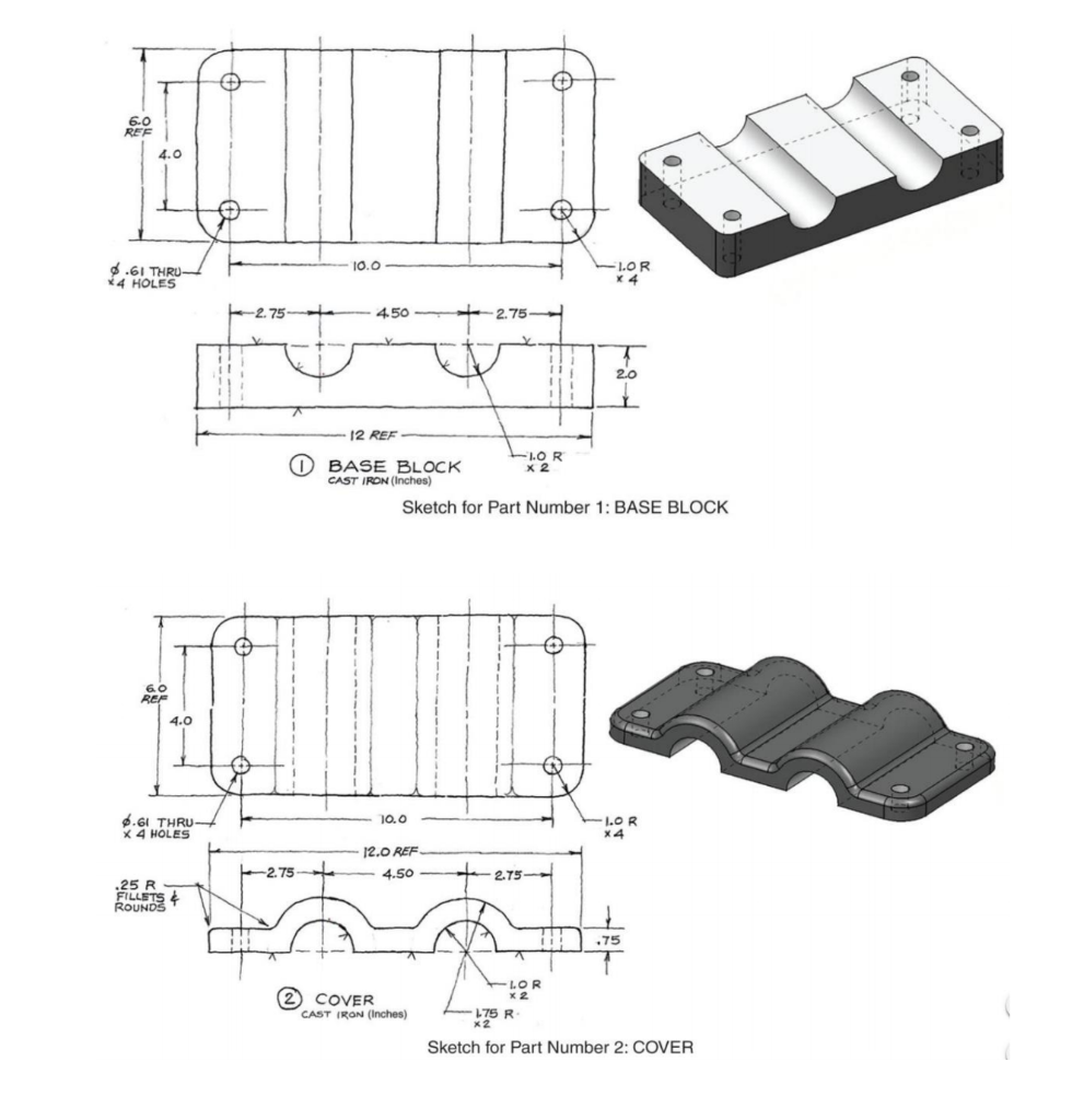 Solved Create solid models and drafting for the following | Chegg.com