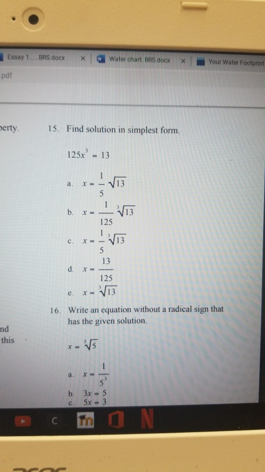 Solved Essay 1 Brs Docx X W Water Chart Brs Docx X Your Chegg