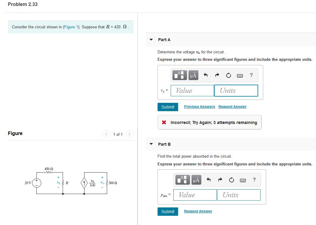 Solved Problem 2.33 Consider the circuit shown in (Figure | Chegg.com