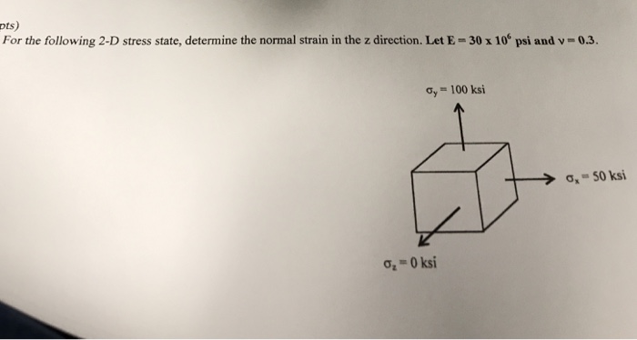 Solved Pts) For The Following 2-D Stress State, Determine | Chegg.com