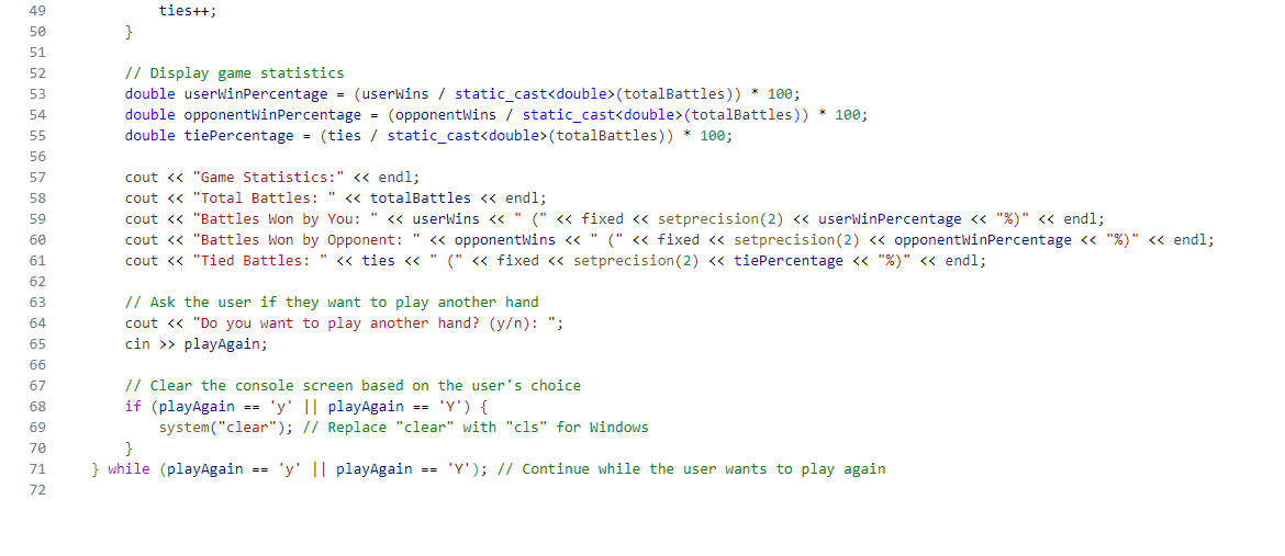 Solved Refactor your war.cpp program by introducing | Chegg.com