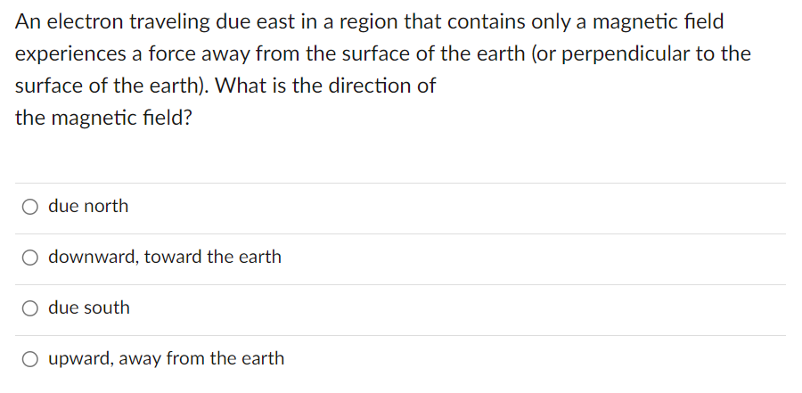 Solved An electron traveling due east in a region that | Chegg.com