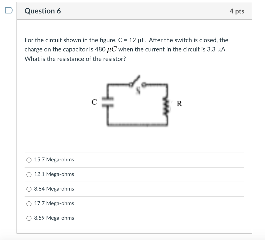 Solved Question 6 4 pts For the circuit shown in the figure, | Chegg.com