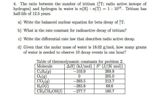 4 The Ratio Between The Number Of Tritium T Radio Chegg Com