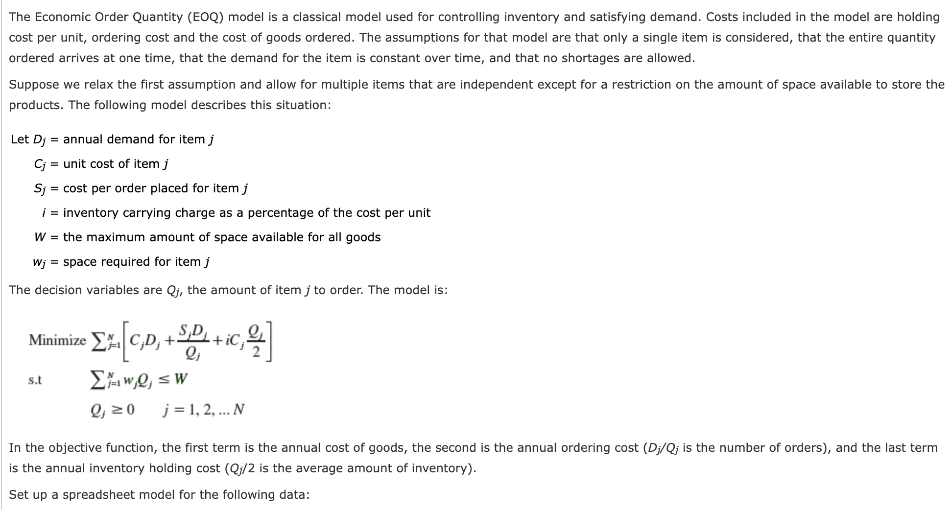 Solved The Economic Order Quantity (EOQ) model is a | Chegg.com