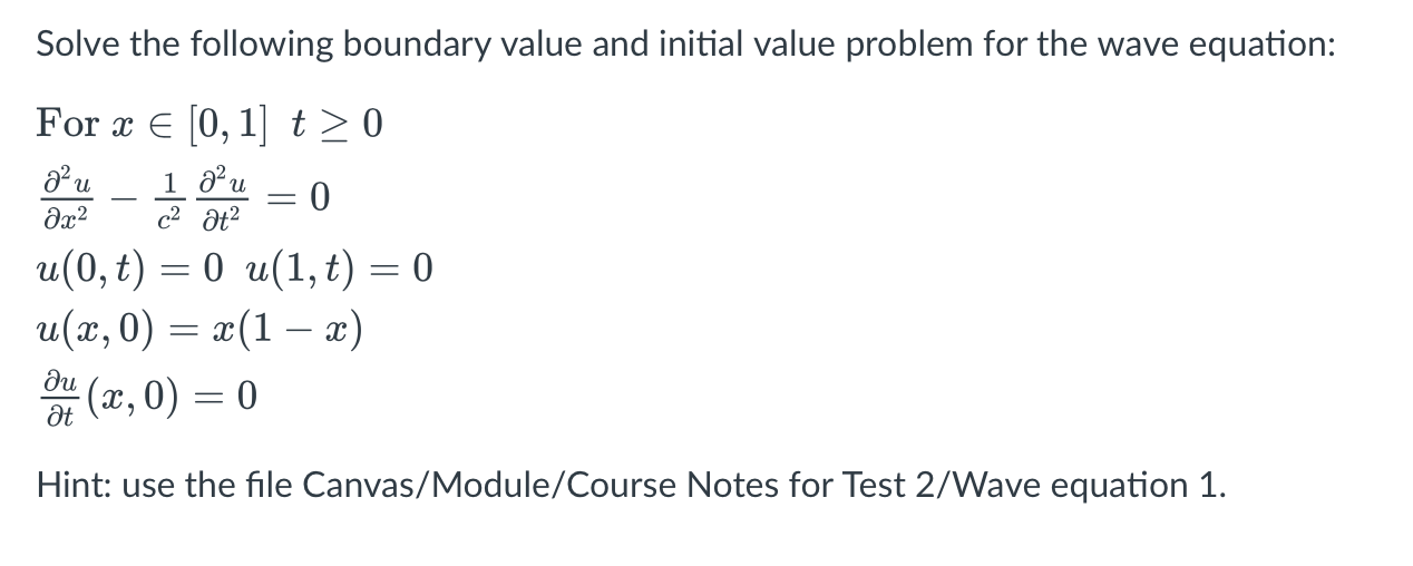 Solved Solve the following boundary value and initial value | Chegg.com