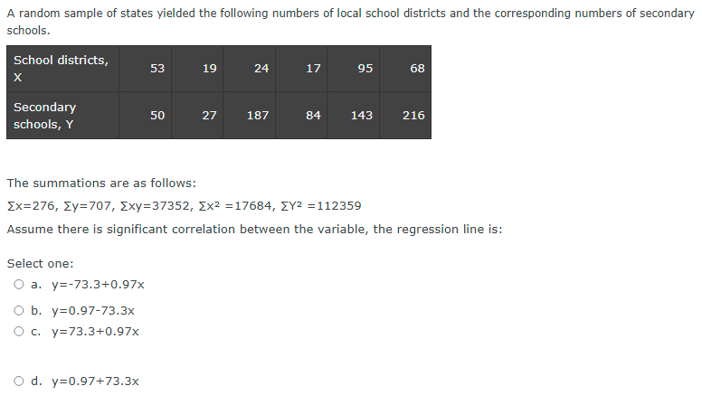 Solved A Random Sample Of States Yielded The Following Chegg Com