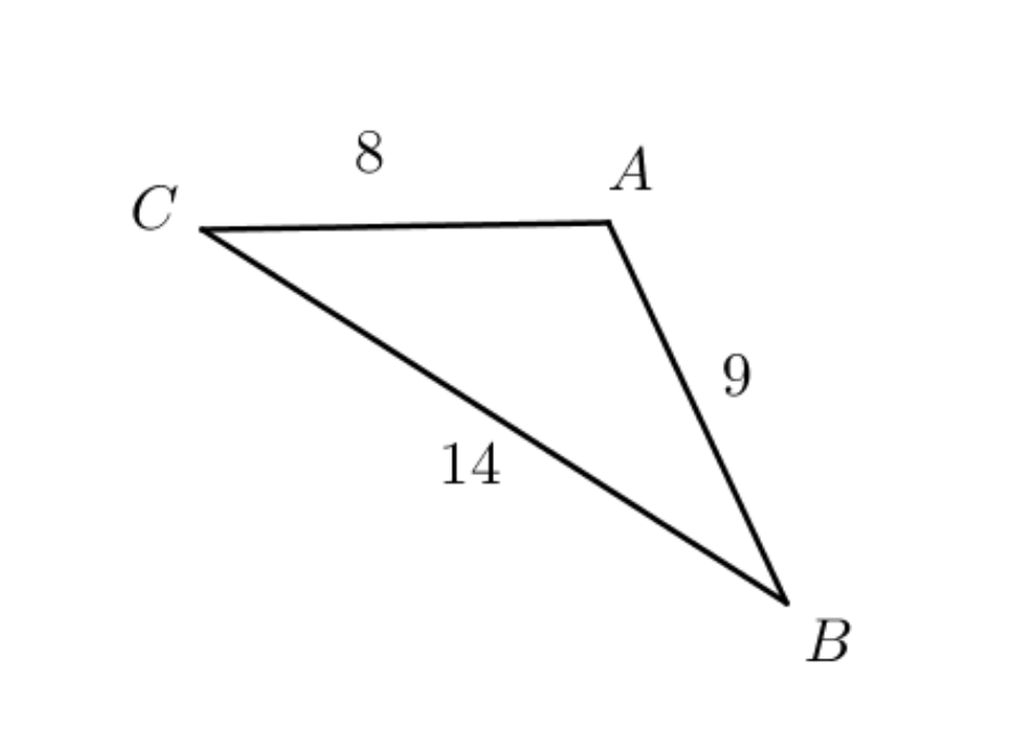 Solved What are the angles of ABC with side lengths a=14, | Chegg.com