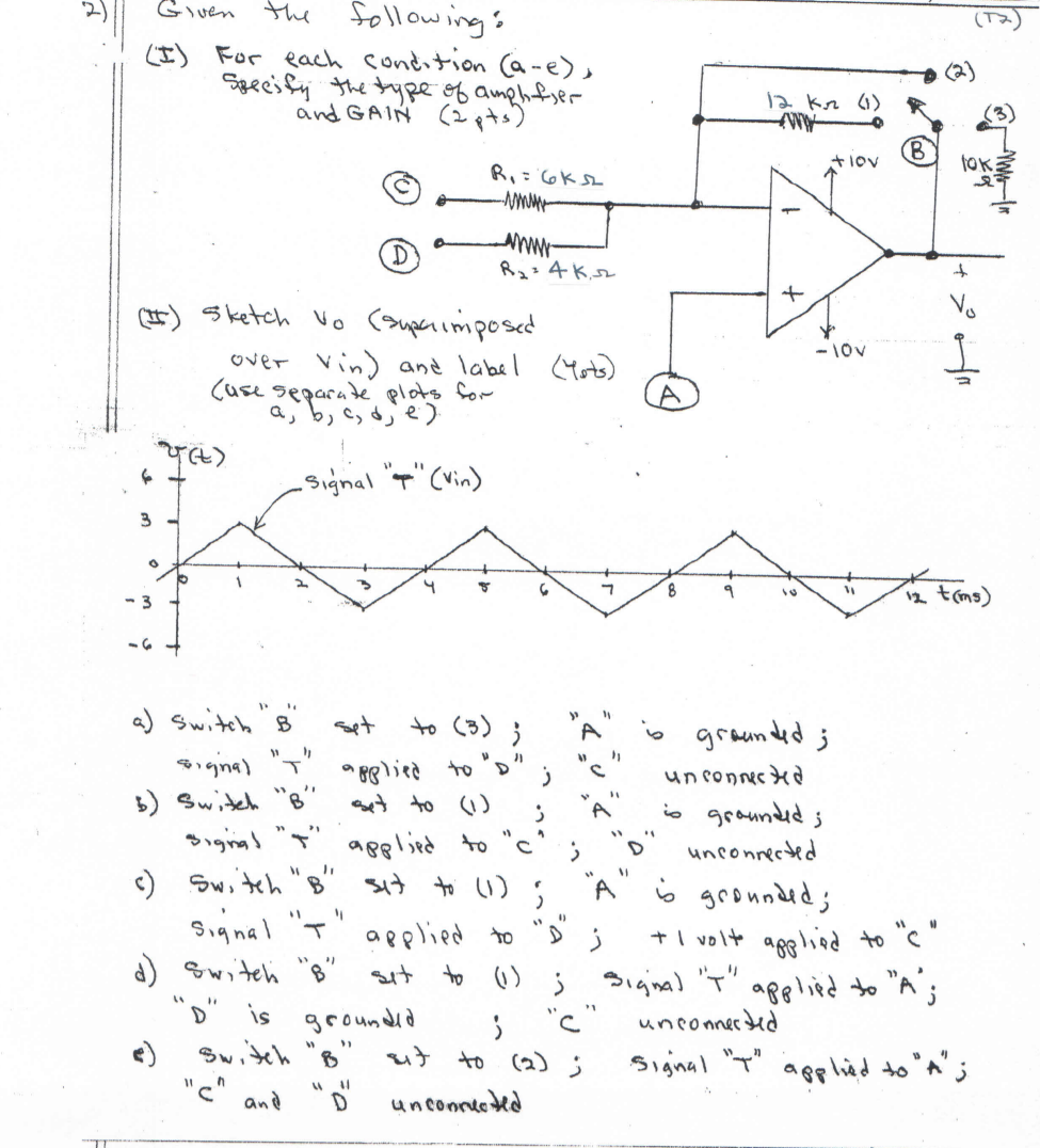 Solved 2 Given The Following I For Each Condition A Chegg Com