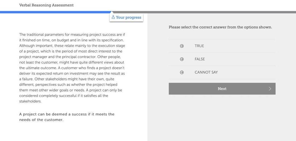 Solved Verbal Reasoning Assessment Your Progress Please Chegg