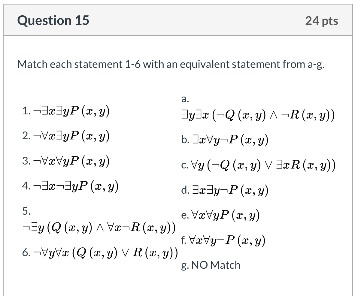 Solved Question 15 24 Pts Match Each Statement 1 6 With A Chegg Com
